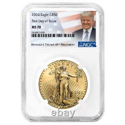 Prévente 2024 50 $ Aigle d'or américain 1 oz NGC MS70 FDI Étiquette Trump