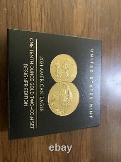 Ryder Signed Coa 2021 American Eagle One-tenth Oz Gold 2 Coin Designer Edition