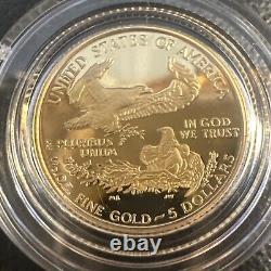 SUPERBE GEM BU 1997-W 1/10 oz American Gold Eagle Proof (avec boîte et COA)