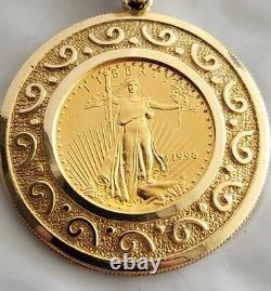 Sans Pierre 1998 American Eagle Lezel Coin Pendentif 14k Or Jaune Finition